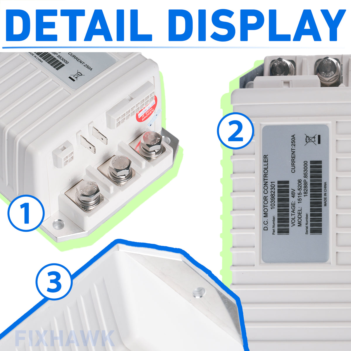 Golf Cart 1515-5206 DC Motor Controller, White 48V 250A Speed Controller#103982301, Club Car Precedent 2014-2019 | Drive-up