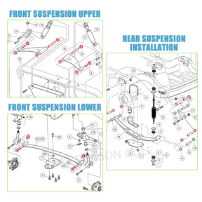 Panglong Club Car Precedent Bushing Kit-Polyurethane, Front Suspension & Rear Suspension and A Arm Bushing Kits, Suitable for Precedent 2004-Up, OEM #102506601, 102506401, 102956201, 102956201