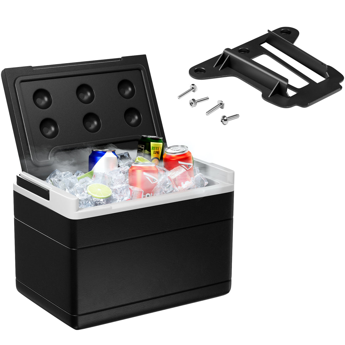 Golf Cart Ice Cooler with Mounting Bracket Kit Caddy for Club Car Precedent Tempo and Onward OEM 102588101 103886801 - Black and White