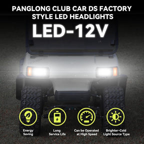 Club Car DS LED Headlight Kit with Adapter Wire, Factory Style LED Headlight Suitable for 1993-Up 12 Volt Club Car DS, Replace OEM 101988002 101988001