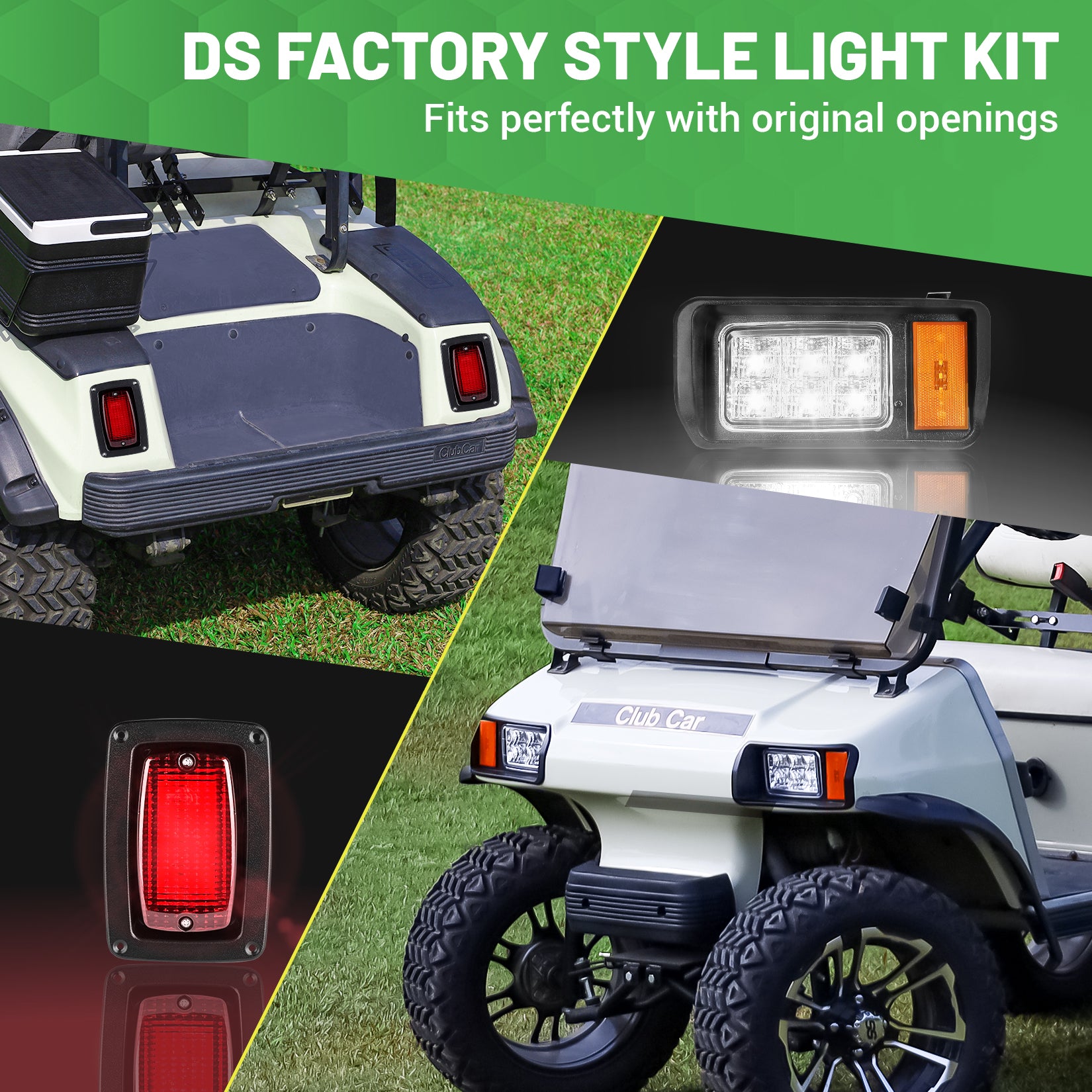 Club Car DS Led Head Light Kit Headlight and Tail Light Assembly