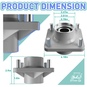 Drive-up Golf Cart Front Wheel Hub Assembly, Club Car Front Wheel Hub with Bearings Oil Dust Seal for Club Car Precedent and DS 2003-Up and Tempo 2018-Up Gas or Electric Golf Carts, OEM 102357701