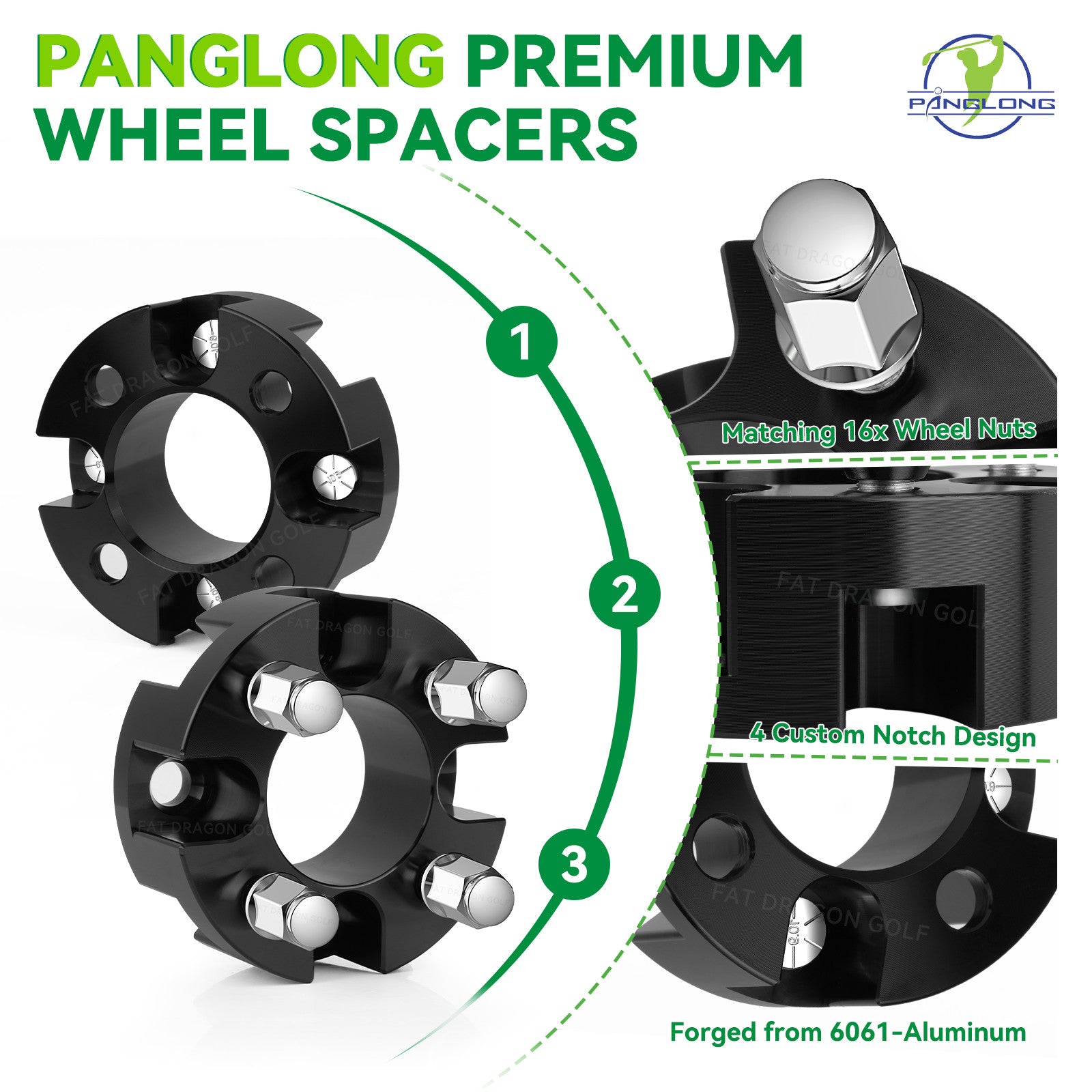 Universal Golf Cart Wheel Spacers Kit with Lug Nuts-2 inch, Wheel Spacers Kit Suitable for Yamaha, Club Car, EZGO | Drive-up