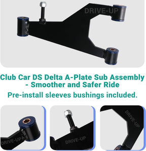 Drive-up Delta A-Plate Sub Assembly for Club Car DS 1993-Up Gas & Electric Golf Carts, Front Suspension Control Delta A Arm Plate with Bushings Screws Nuts Kit, OEM 1016353-2Pcs