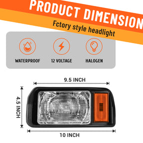 Golf Cart Headlights, Halogen Headlights Factory Style for Club Car DS 1993-Up Models Replace OEM 101988002 101988001.