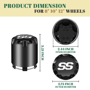 Golf Cart Black SS Center Caps, Golf Cart ITP SS Wheel Center Hub Cap for Club Car EZGO Yamaha Models Wheel-4 Black Packs (Height 3.21" / Outer Diameter 2.75")