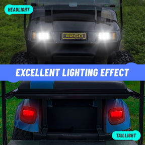 Basic Complete LED Light Kit for EZGO TXT Gas&Electric Golf Cart Headlights&Tail Lights