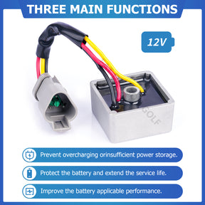 Drive-up Voltage Regulator Rectifier, Club Car Voltage Regulator Replacement, Suitable for 1992-Up Club Car DS & Carryall Gas Golf Cart, Replace OEM #1027101-01, 1015777 - EPIGC113, 1015777, 102711201