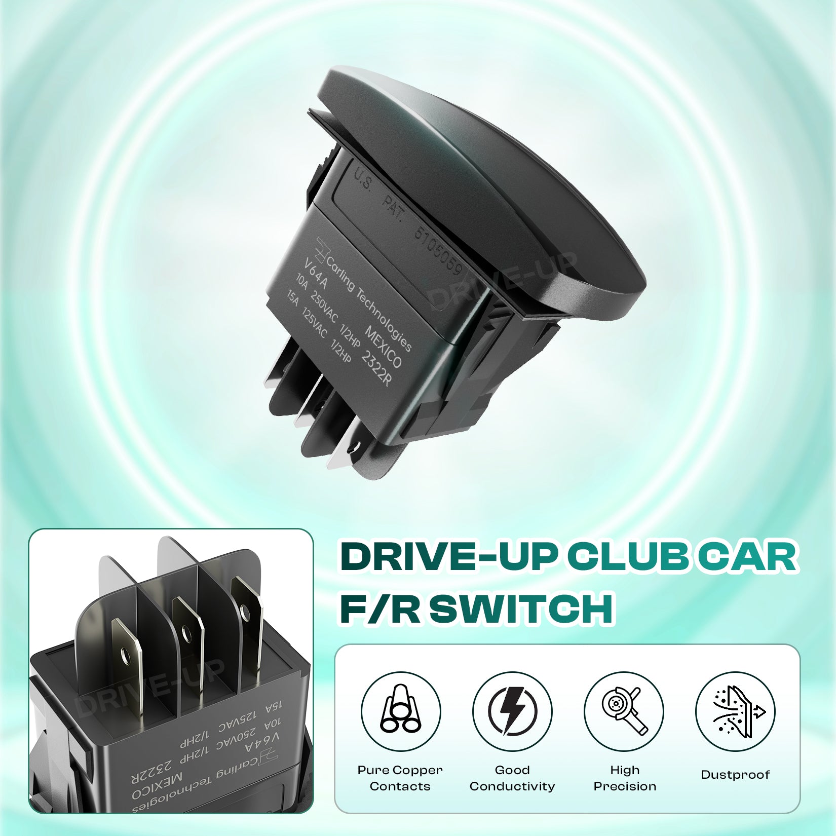 Foward Reverse Switch Compatible with Club Car DS, Precedent 1996-Up 48V E Golf Cart PowerDrive Plus and Tempo 2018-Up |Drive-up
