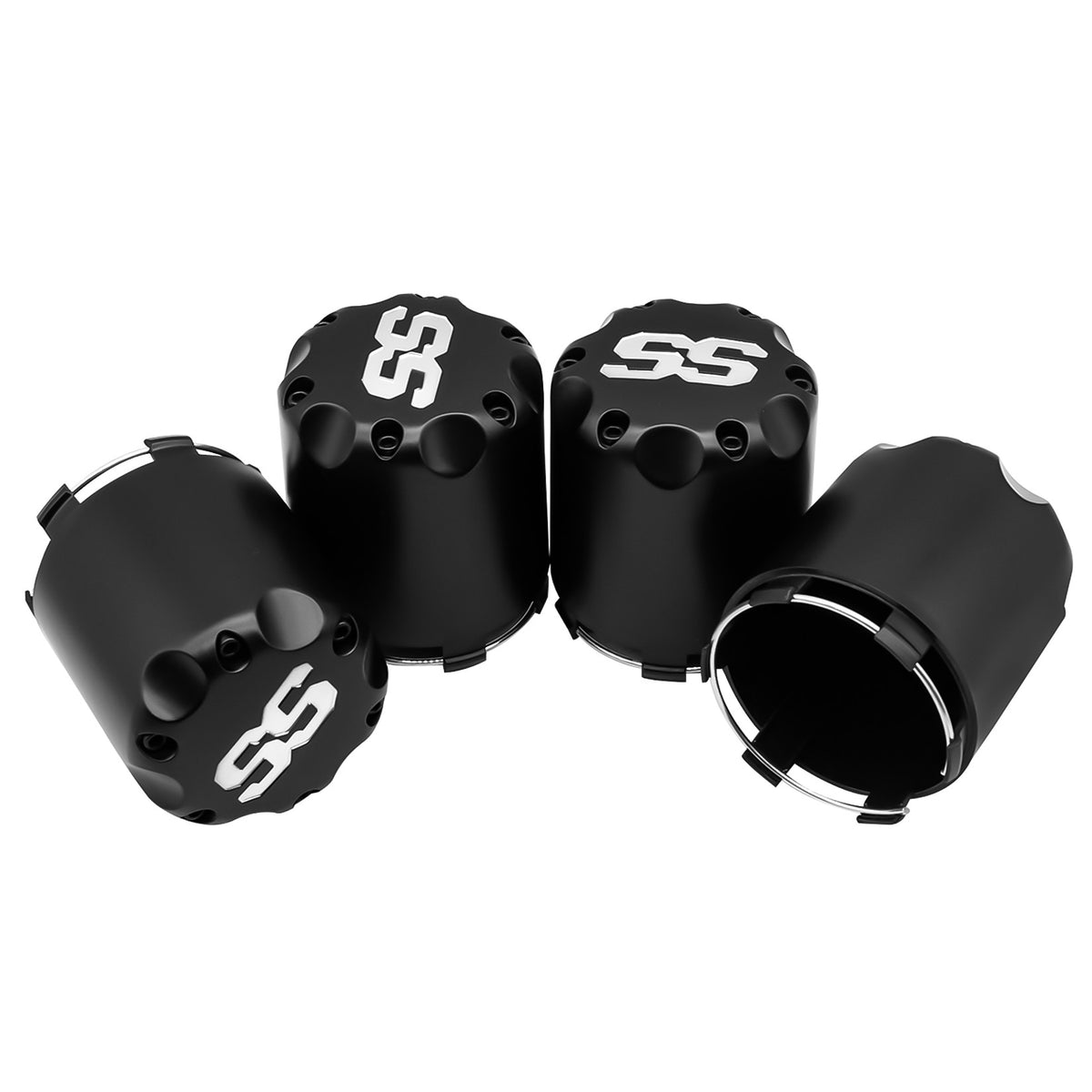 Golf Cart Black SS Center Caps, Golf Cart ITP SS Wheel Center Hub Cap for Club Car EZGO Yamaha Models Wheel-4 Black Packs (Height 3.21" / Outer Diameter 2.75")