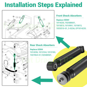 Panglong Club Car Shock Absorbers for Club Car DS and Precedent and Tempo Golf Carts OEM#1014235 102588601 1027064-01 102588501(Front and Rear Shock Absorbers 4PCS)