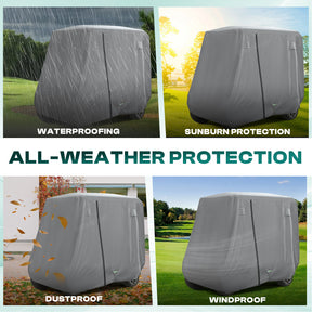 Universal Golf Cart Cover 2/4 Passenger For Yamaha Club Car EZGO, 600D Waterproof Durable Polyester with Zipper Doors |Drive-up