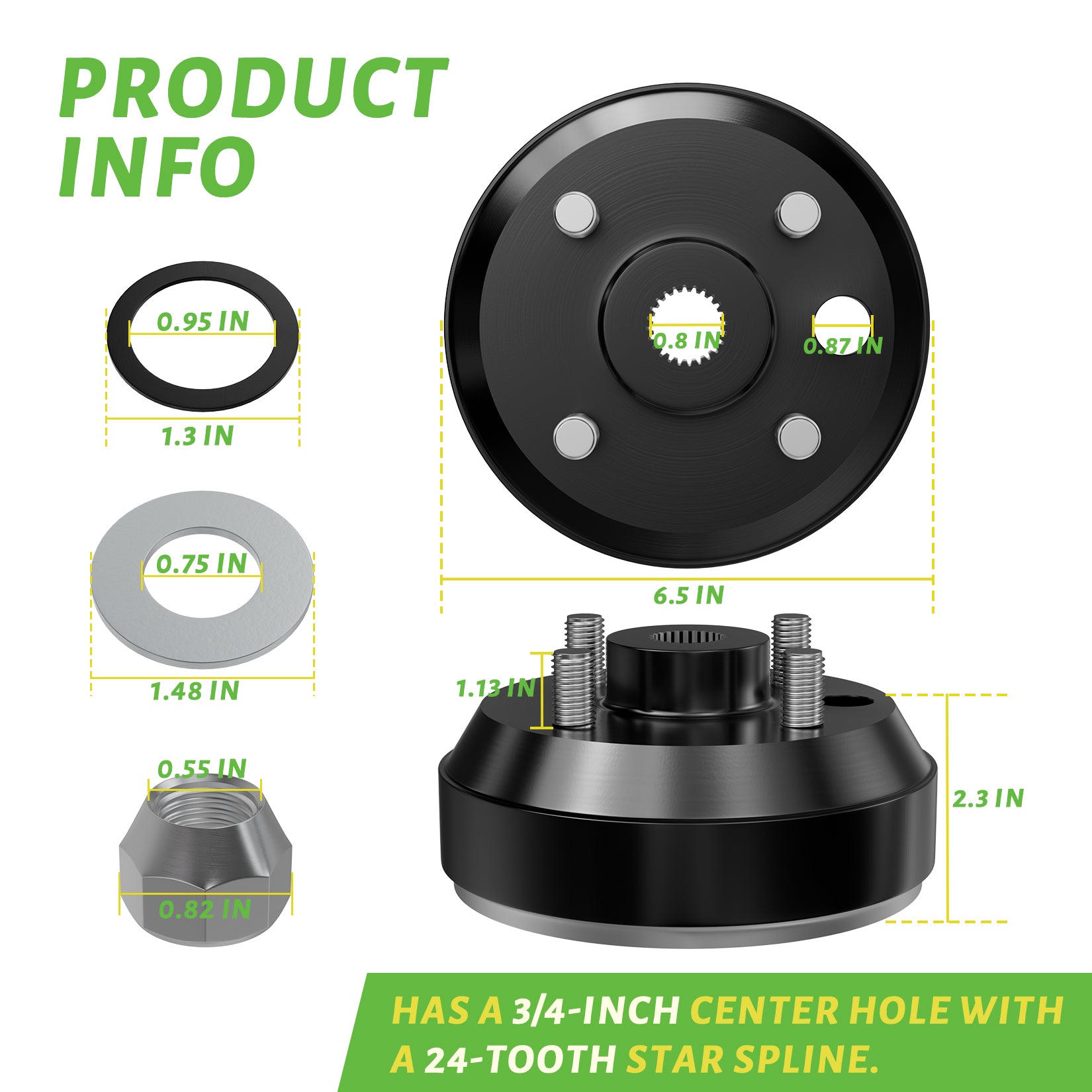 Golf Cart Brake Drum Hub Assembly EZGO TXT Electric 1982-Up Models, 19186-G1