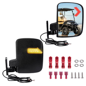 Drive-up Universal Golf Cart Side Rear View Mirror Golf Cart Mirror with Turn Signal Suitable for Club Car EZGO Yamaha Side Mirrors Golf Cart