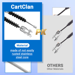 CartClan Club Car DS Brake Cable Kit & Hanger for 2000-up Gas & Electric Golf Cart Stainless Steel Core Driver and Passenger Side Cables OEM# 102022101 1013207 101900801