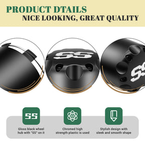 Golf Cart Black SS Center Caps, Golf Cart ITP SS Wheel Center Hub Cap for Club Car EZGO Yamaha Models Wheel-4 Black Packs (Height 3.21" / Outer Diameter 2.75")