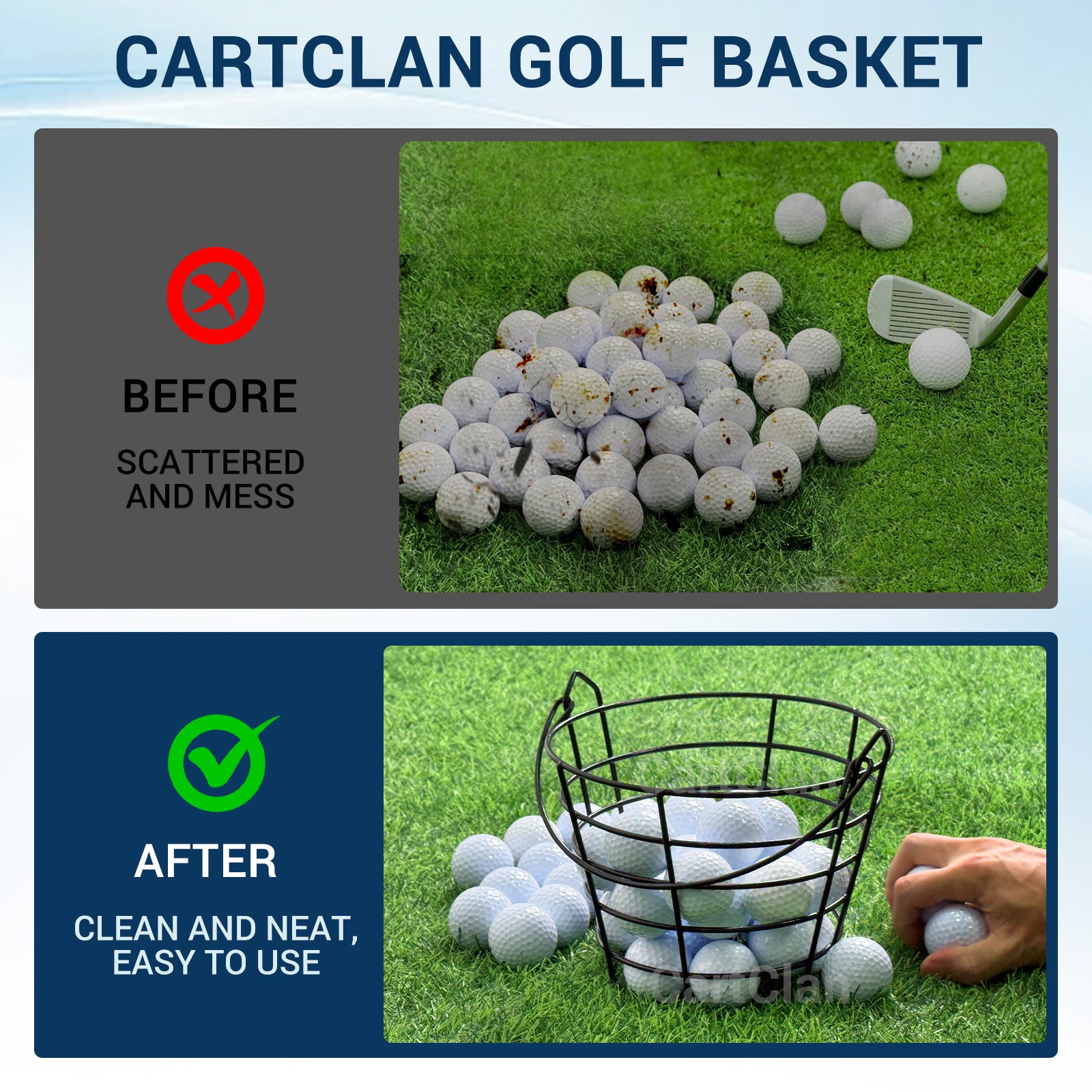 Golf Ball Basket, Golf Ball Container Bucket with Handle, Holds 50 Balls, 2 Pack  |Drive-up