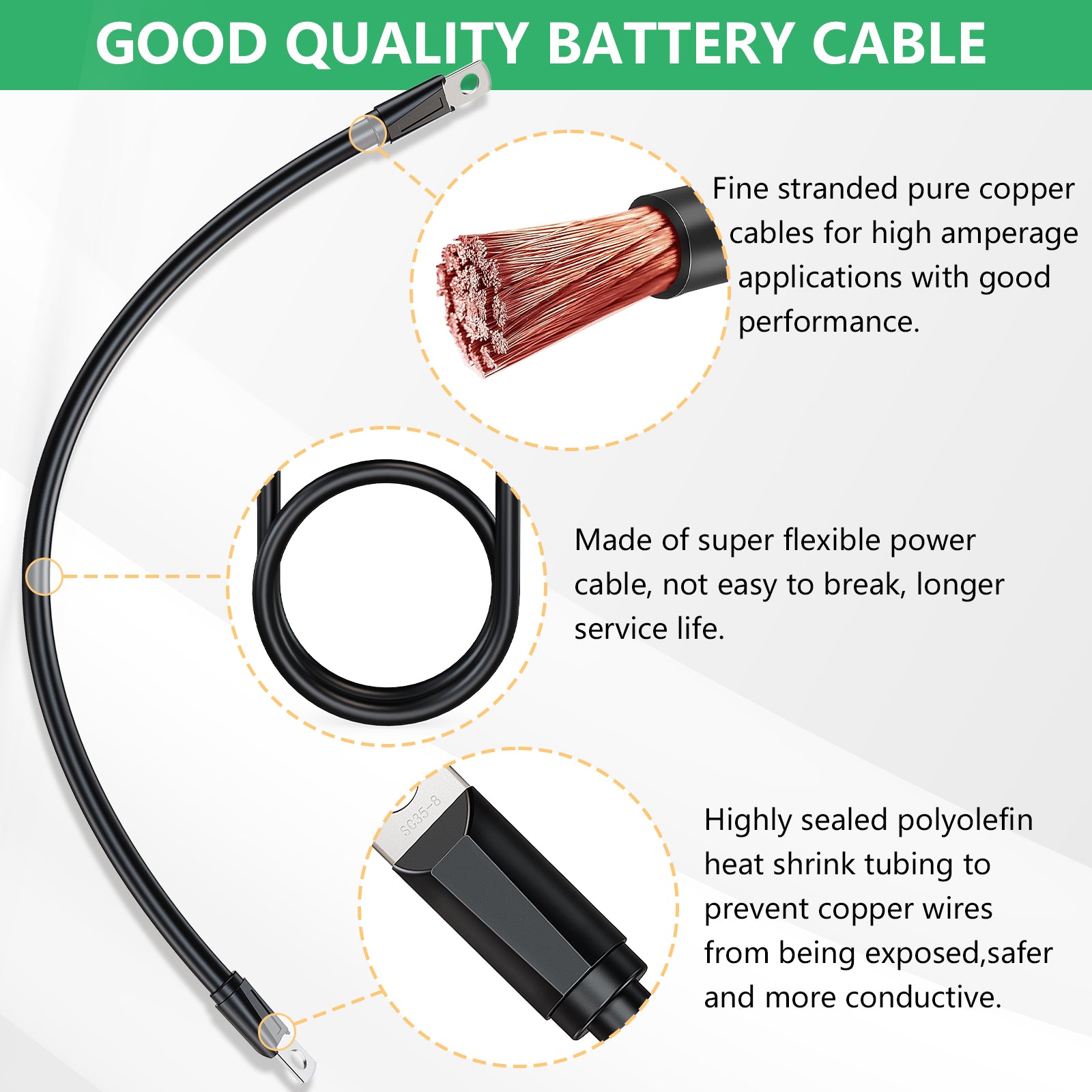 Golf Cart Battery Cables Wiring Kit for EZGO TXT 1994 & UP 36 & 48 Volt with 4 Gauge 7 PC AC/DC Wire Golf Cart Battery Cable Set