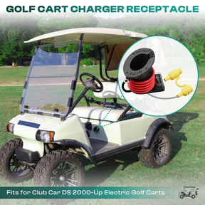 48V Golf Cart Charger Receptacle Charger Plug for Club Car DS Modes, Golf Cart Charging Port with Cord and Club Car Plug |Drive-up