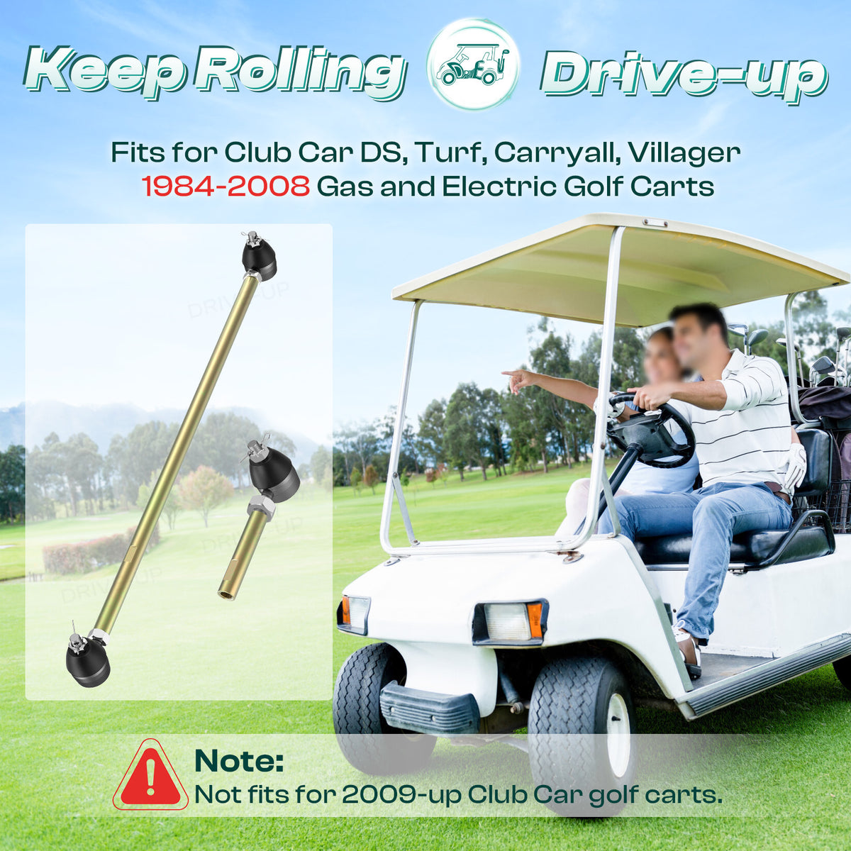 Golf Cart Tie Rod, Ball Joints and Rack Pinion Drag Link Kit for Club Car DS | Drive up