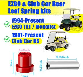 Golf Cart Rear Leaf Spring Bushings Kit, Club Car&EZGO Leaf Spring Polyurethane Bushings Suitable for 1994-up EZGO TXT Medalist, 1981-up Club Car DS Golf Cart; OEM 70289G01, 1015583