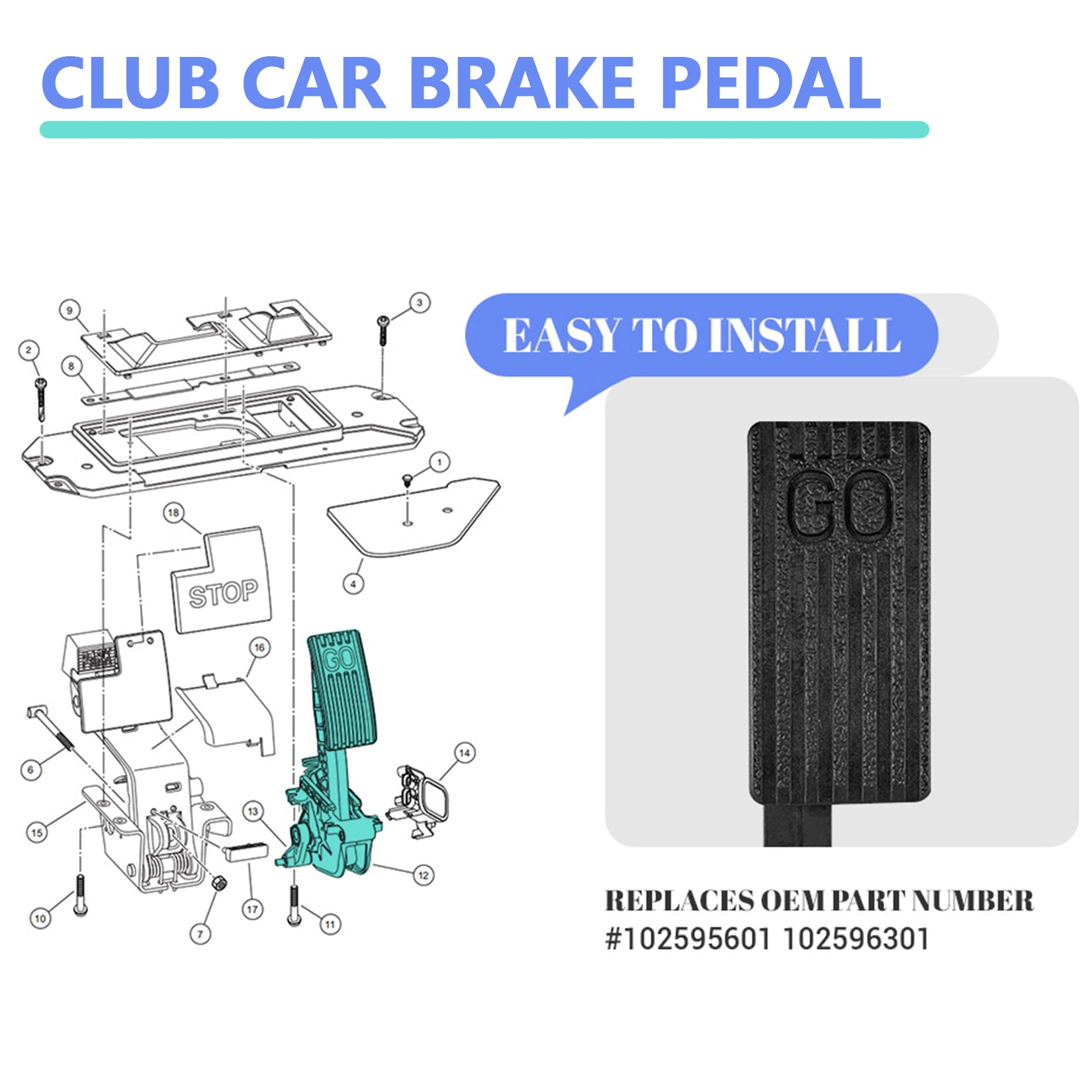 Club Car Precedent Accelerator ASM Pedal Assembly (2nd gen)