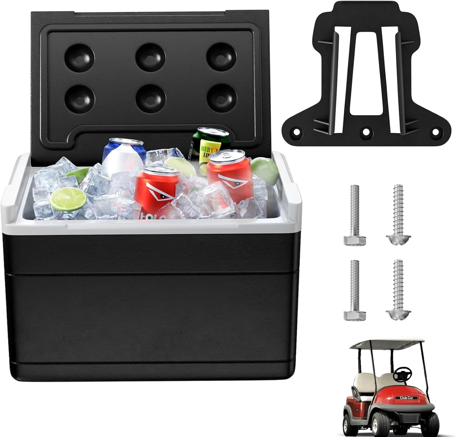 Golf Cart Cooler, Golf Cart Cooler with Mounting Bracket Kit Caddy for Club Car Precedent Tempo and Onward OEM 102588101 103886801