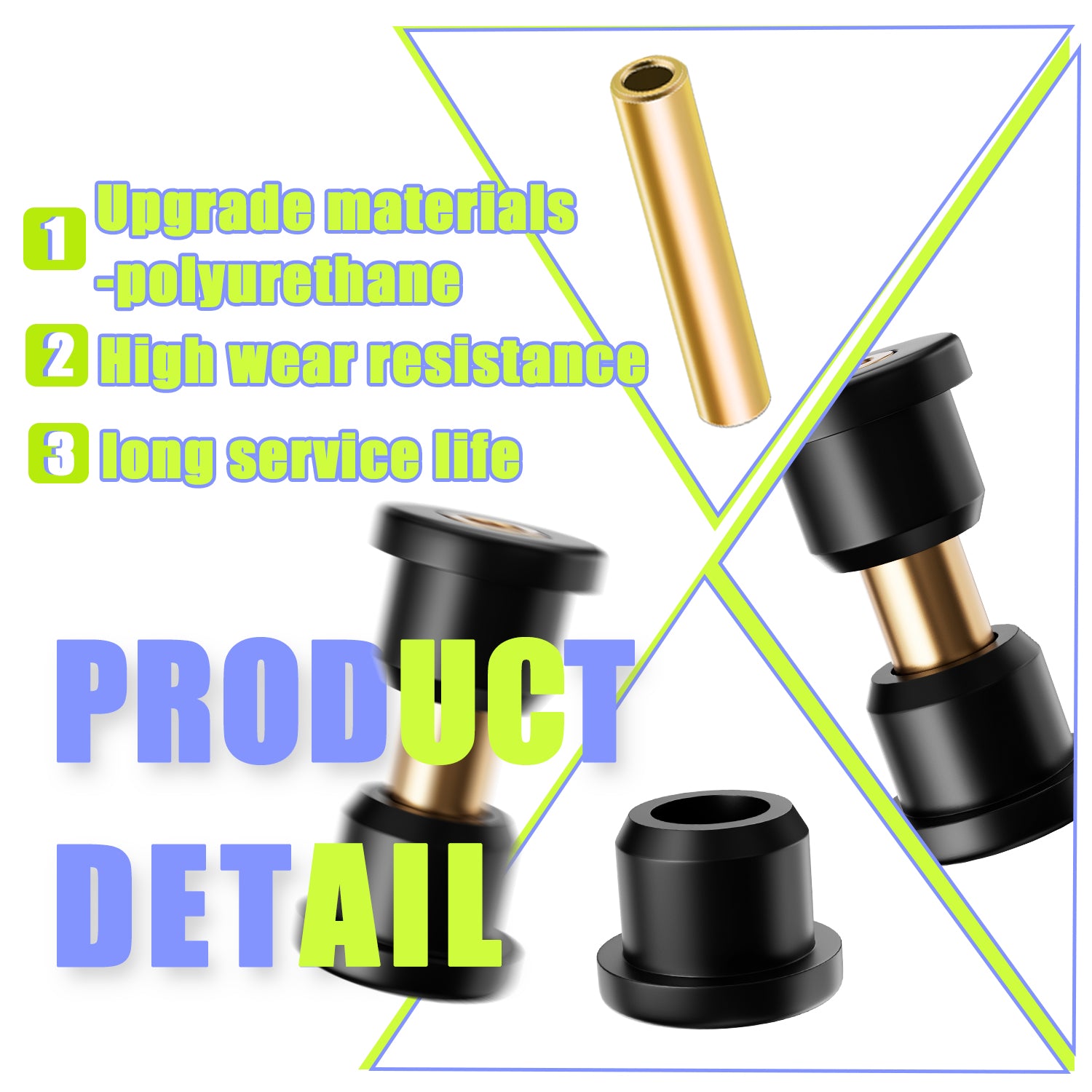 Panglong Club Car DS Rear Leaf Spring Bushing Kit, 2 Sets of DS Rear Spring Polyurethane Bushing and Sleeve Kit, Suitable for 1992-Up Club Car DS G&E Golf Cart, OEM# 1015583, 1012303