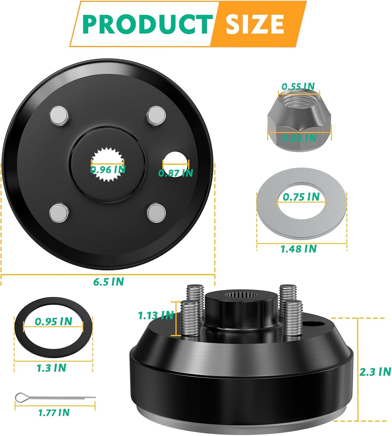 Large Hole Fine Splined Brake Drum 21807-G1 with Nut for 4 Cycle Gas EZGO Golf Carts 1991-Up