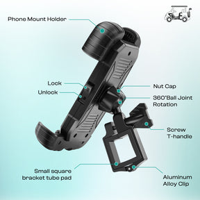 Golf Cart Phone Holder, Golf Cart Accessories Universal Self-Locking Phone Mount for EZGO Club Car Yamaha and Most Square Tubing Villager Carts