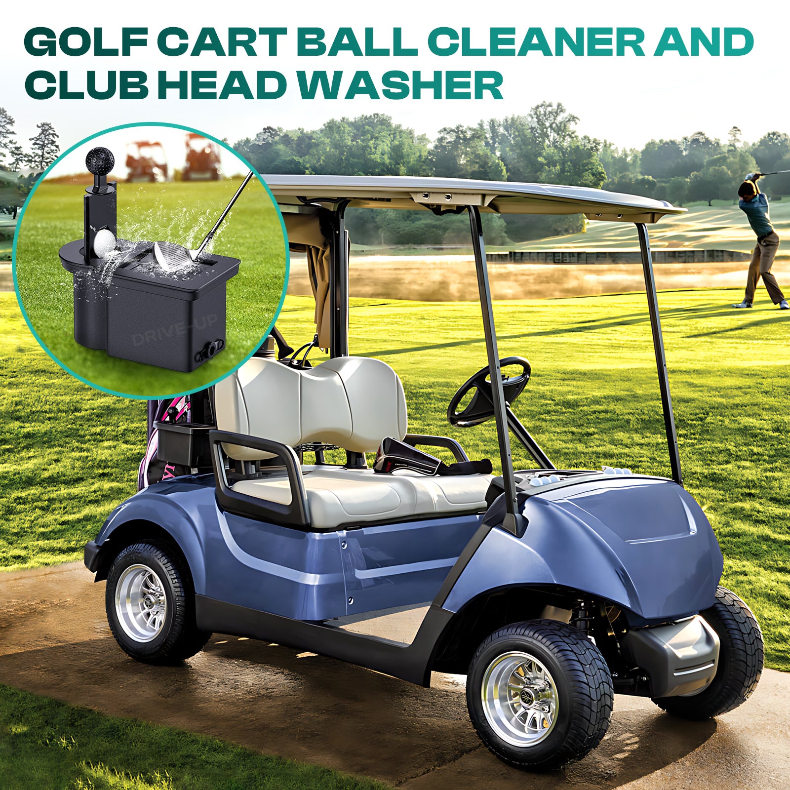 Drive-up Golf Cart Ball Washer and Club Cleaner Kit, Golf Ball Cleaner and Club Head Washer, Suitable for Club Car DS, Yamaha G29, EZGO TXT PDS DCS Gas and Electric Golf Carts, OEM 603836