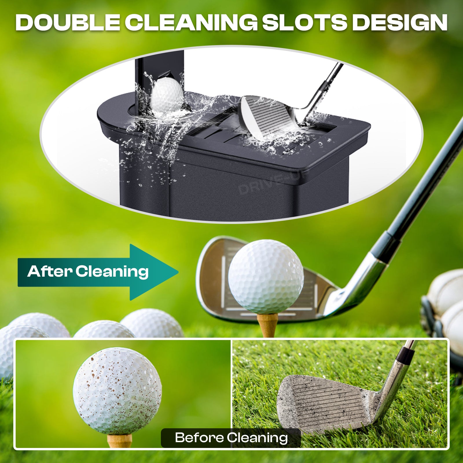 Drive-up Golf Cart Ball Washer and Club Cleaner Kit, Golf Ball Cleaner and Club Head Washer, Suitable for Club Car DS, Yamaha G29, EZGO TXT PDS DCS Gas and Electric Golf Carts, OEM 603836