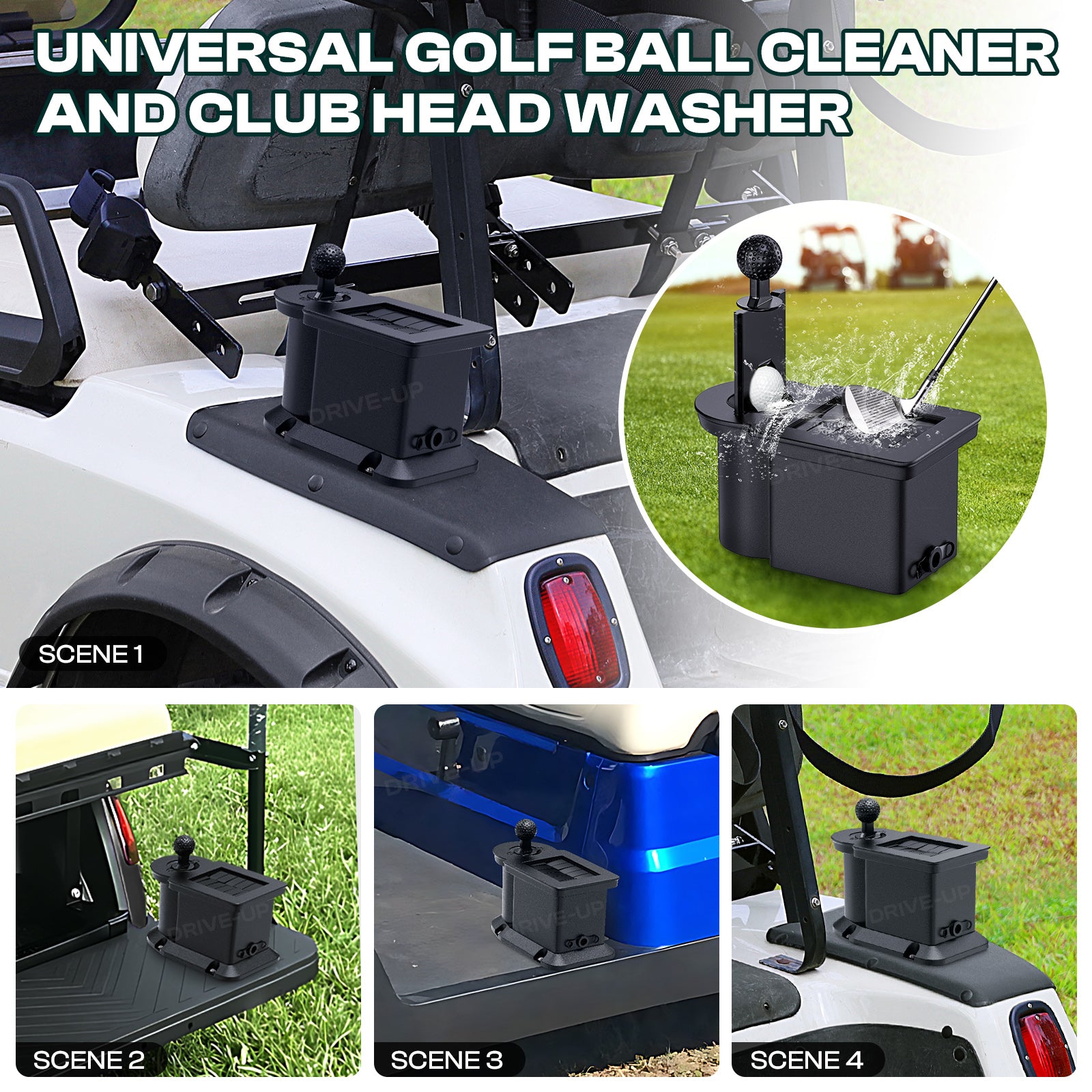 Drive-up Universal Golf Cart Ball Washer and Club Cleaner Kit, Golf Ball Cleaner and Club Head Washer, Suitable for Club Car, EZGO, Yamaha Gas and Electric Golf Carts, OEM 603836