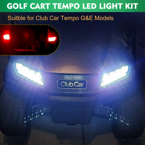 Drive-up Golf Cart Tempo LED Light Kit for Club Car Tempo, Club Car LED Headlight and Tail Light with Harness Kit for Tempo Gas and Electric Models