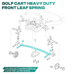 Drive-up Club Car Heavy Duty Front Leaf Spring, Golf Cart Front Leaf Spring with Polyurethane Bushing Kit for Club Car Precedent 2004-Up and DS 1981-Up Gas and Electric Models, OEM 103628801