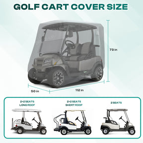 Universal Golf Cart Cover 2/4 Passenger For Yamaha Club Car EZGO, 600D Waterproof Durable Polyester with Zipper Doors |Drive-up