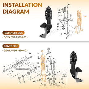 Front Shocks Absorber Set Applicable to Yamaha Drive G29 Golf Carts Passenger&Driver Side |Drive-up