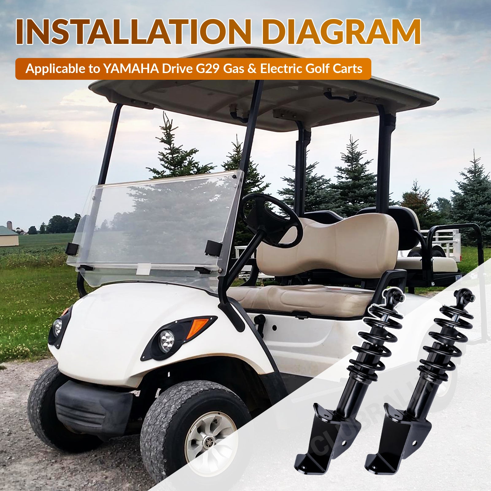 Front Shocks Absorber Set Applicable to Yamaha Drive G29 Golf Carts Passenger&Driver Side |Drive-up