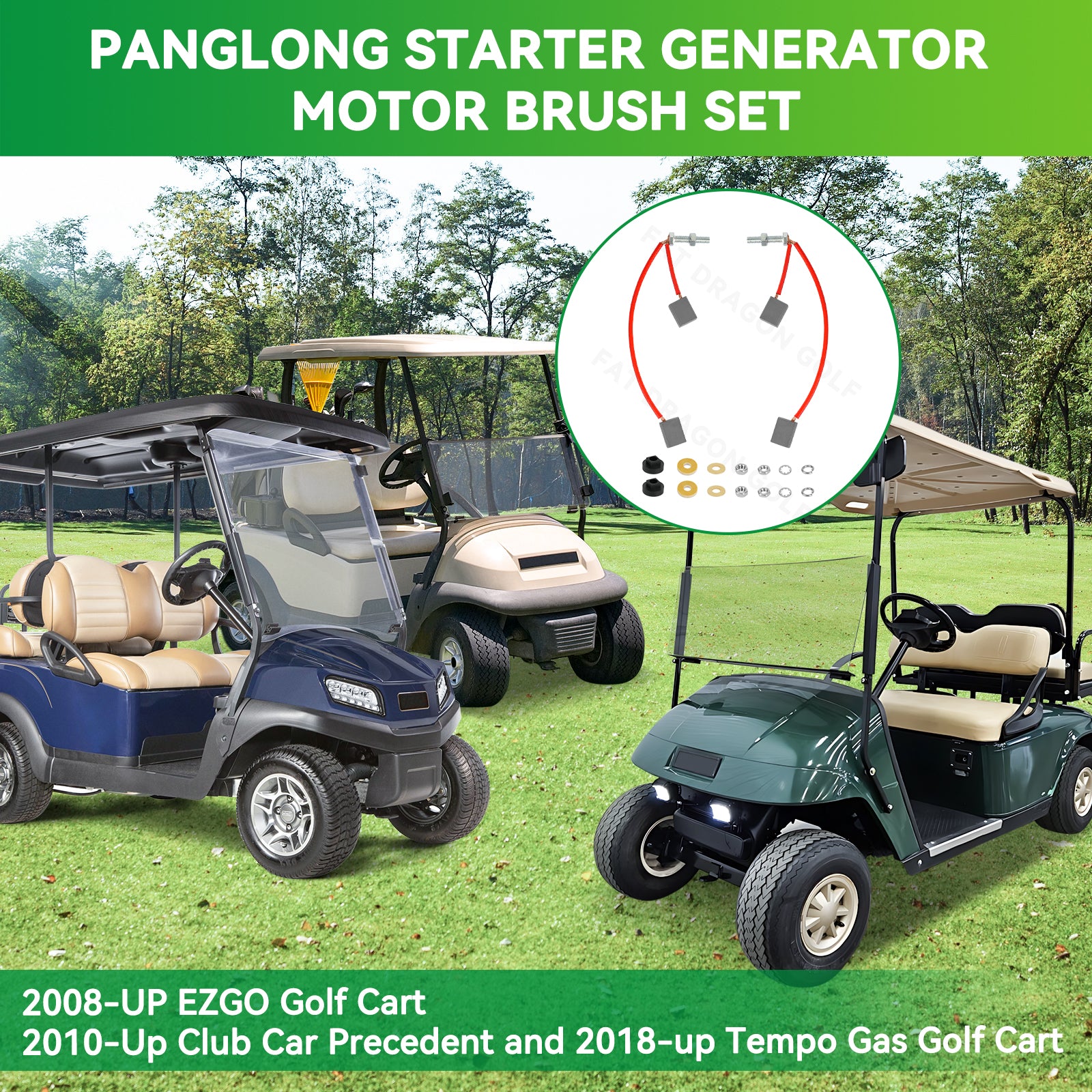 Starter Generator Motor Brush Set Kit for 2010-UP Club Car Precedent Gasoline&2018-up Tempo Golf Cart |Drive-up