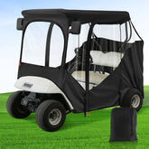 EZGO RXV&TXT Driving Enclosure Fits for 2 Passengers, 600D Golf Cart Rain Cover with 2 Zippered Doors & 4-Sided Clear PVC Windows |Drive-up