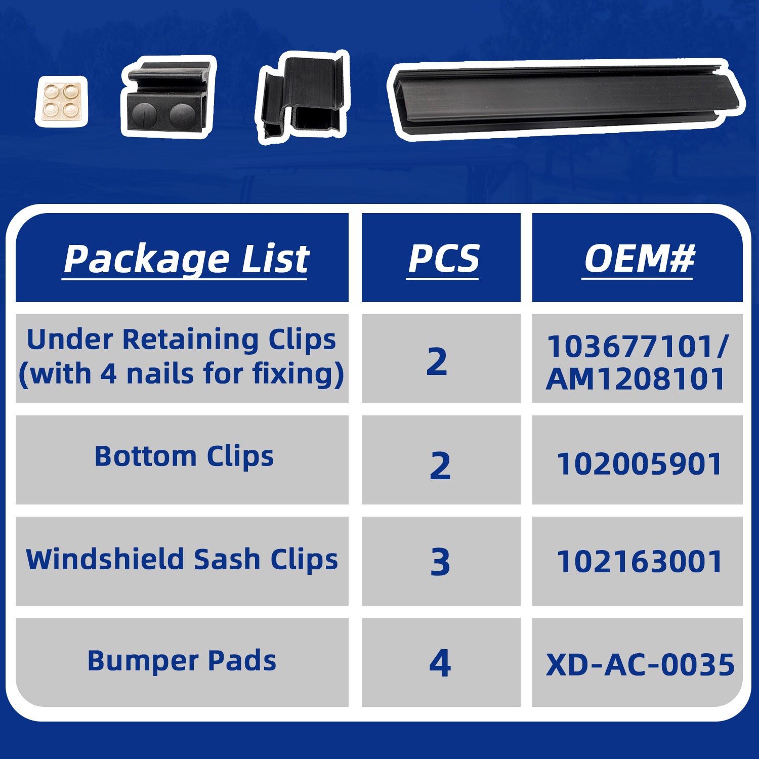 Club Car DS Golf Cart Windshield Retaining Clips Kits