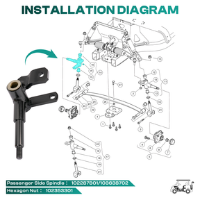 Drive-up Club Car Passenger Side Spindle Assembly for Precedent 2004-up and Tempo 2018-up Golf Cart