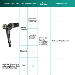 Drive-up Club Car Precedent Driver Side Spindle Assembly for 2004 -Up Golf Cart