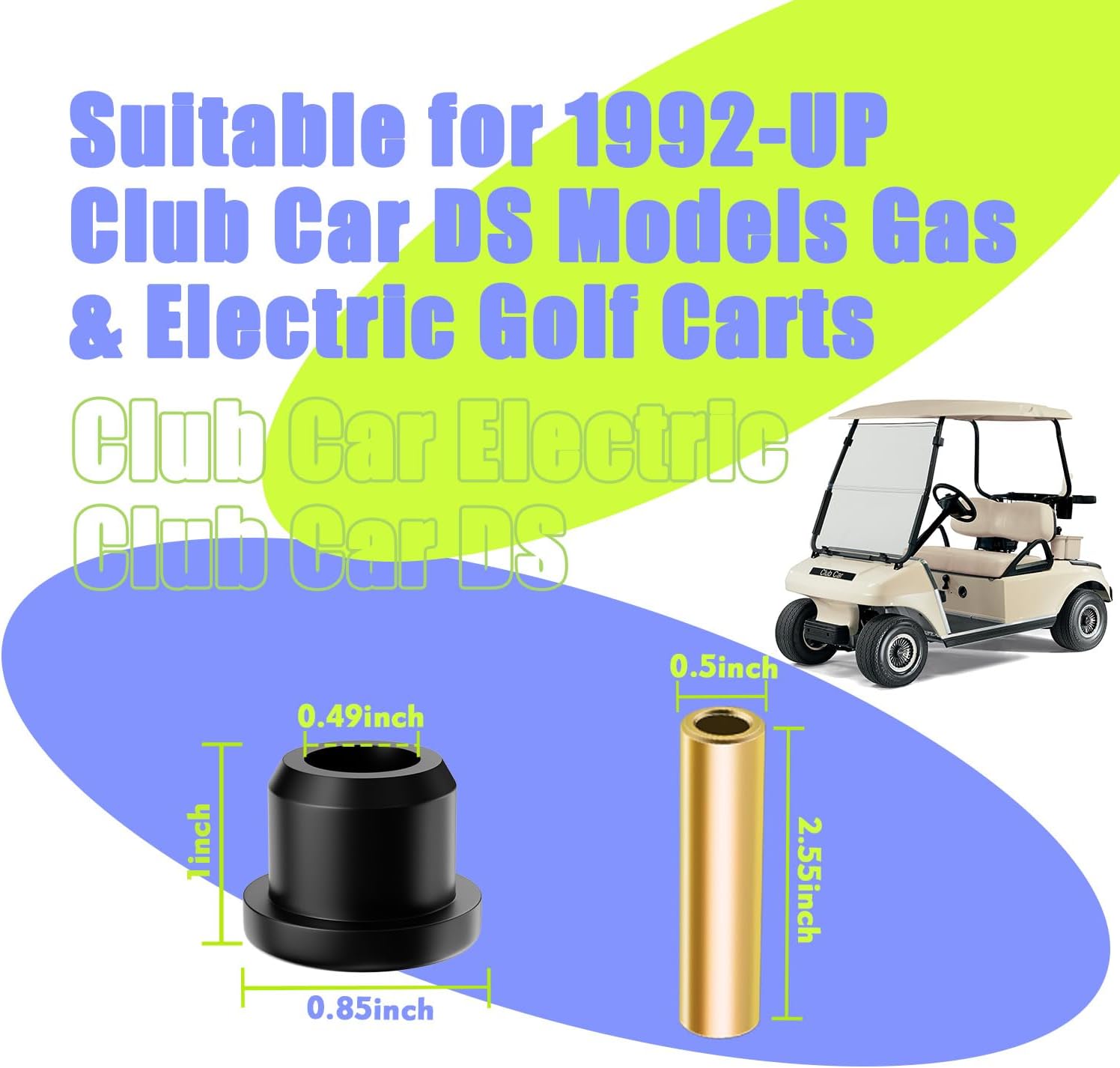 Panglong Club Car DS Front Leaf Spring Bushings Kit, Polyurethane Bushing and Sleeve Kit Suitable for 1992-UP Club Car DS G&E Golf Carts; Replace OEM# 1015583,1012303