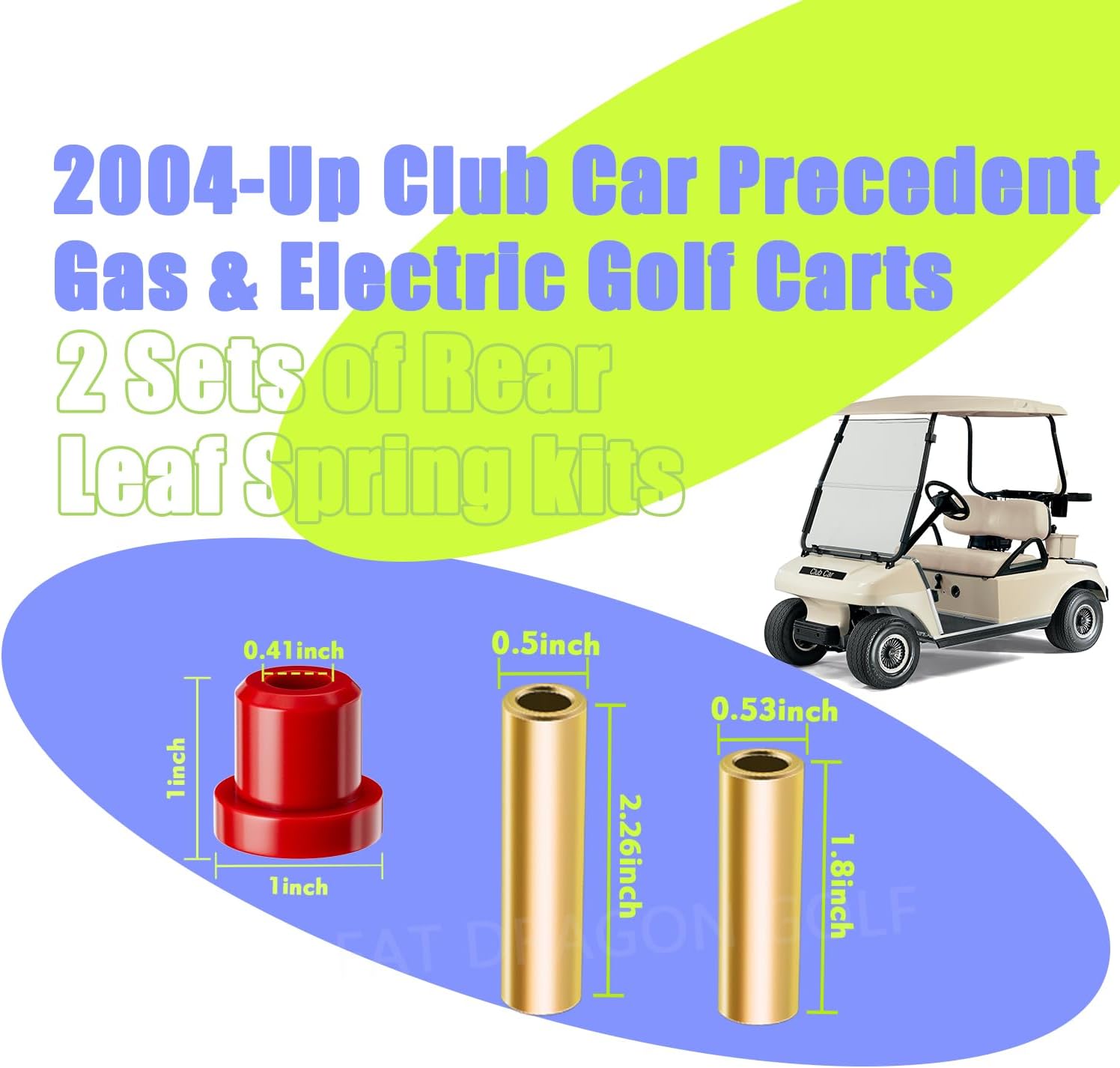 Panglong Club Car Precedent Bushings, Rear Leaf Spring & Shackle Bushing and Sleeve Kit Suitable for 2004-Up Club Car Precedent Golf Cart; OEM#102506601, 102506301, 102506401