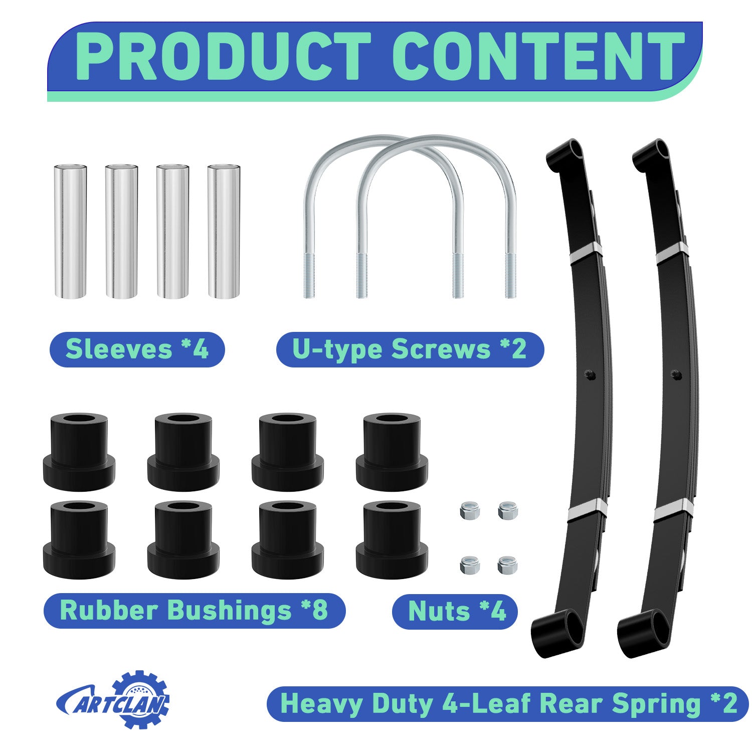 Club Car Rear Leaf Spring Kit, Golf Cart Rear Leaf Spring Kit Suitable for Club Car Precedent/Tempo/Onward | Drive-up