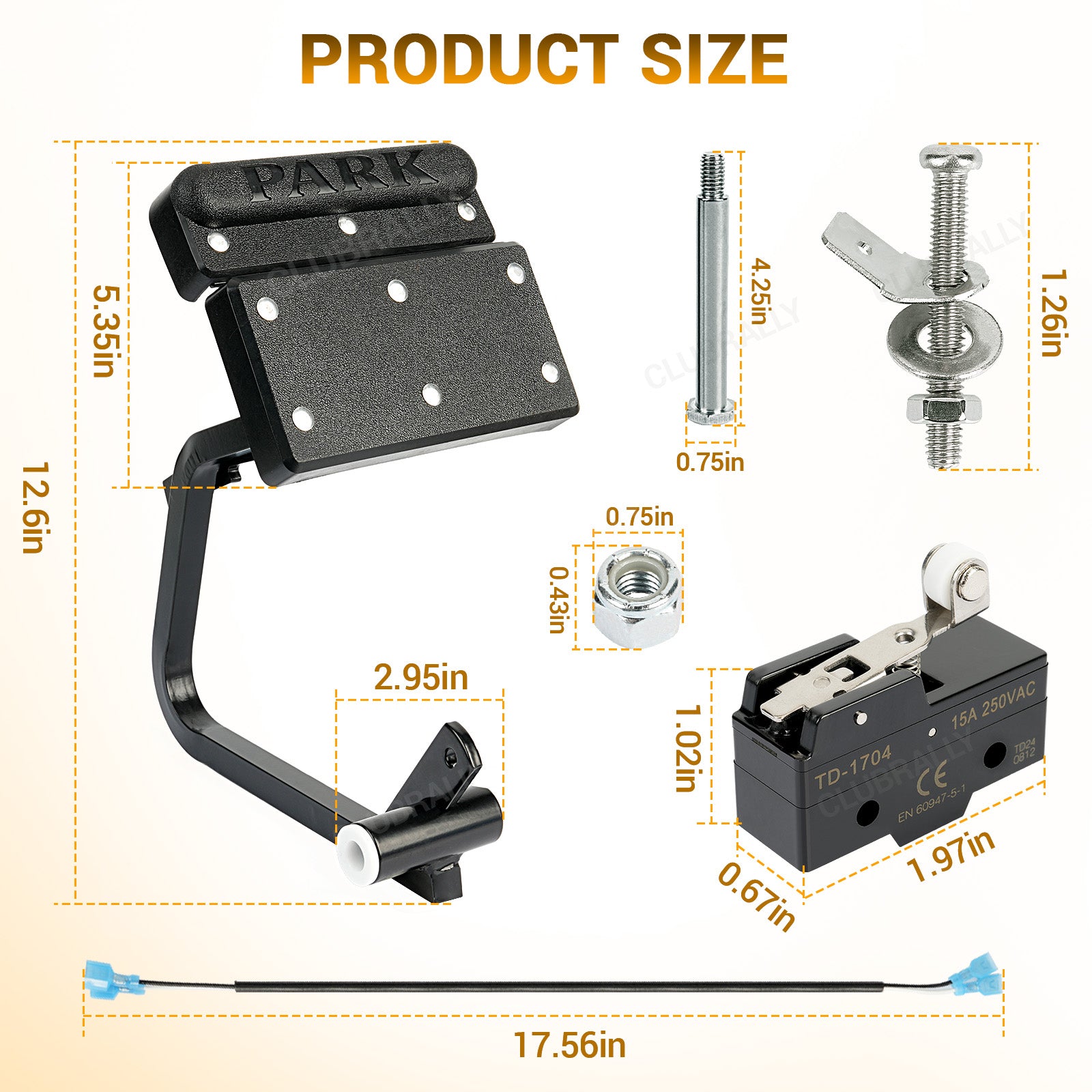 Golf Cart Brake Pedal Assembly with Brake Light Wire, For EZGO DCS & PDS & TXT Models, OEM #70690-G01 |Drive-up