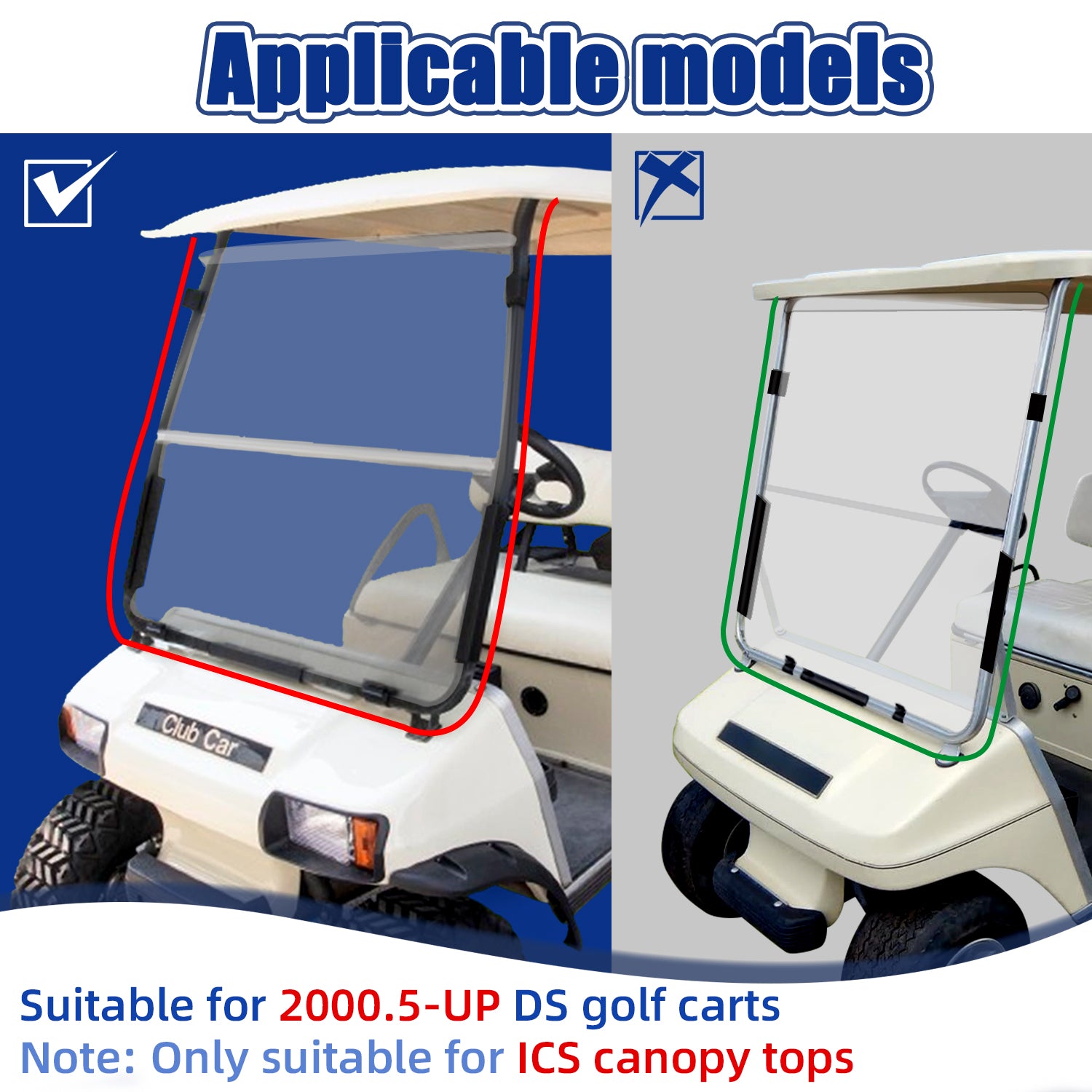 Club Car DS Golf Cart Windshield Retaining Clips Kits