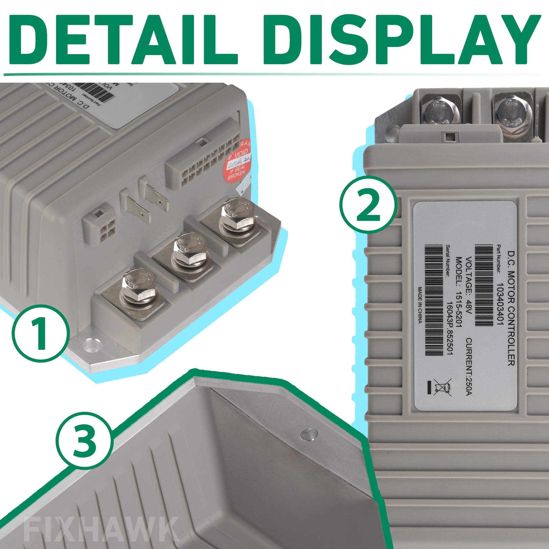Golf Cart 1515-5201 Motor Controller,Gray 48V 250A DC Speed Controller #103403401/103403402, Club Car Precedent 2009-2014| Drive-up