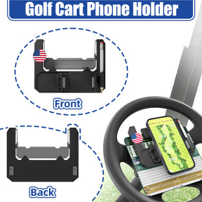 Golf Cart Phone Holder Steering Wheel, Flip Up Phone Holder, for Club Car/EZGO/Yamaha Models, Mobile Phone Mount Wide 2"-3.5" | Drive-up